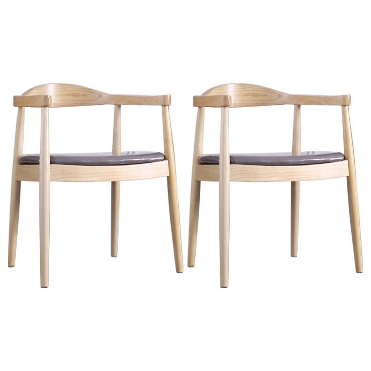 Contemporary Home Wood Arm Chair Matte Finish Open Back Dining Chair