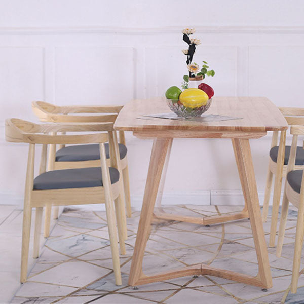 Contemporary Home Wood Arm Chair Matte Finish Open Back Dining Chair