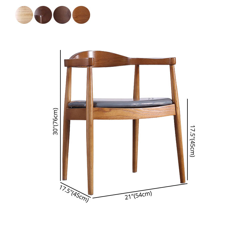 Contemporary Home Wood Arm Chair Matte Finish Open Back Dining Chair