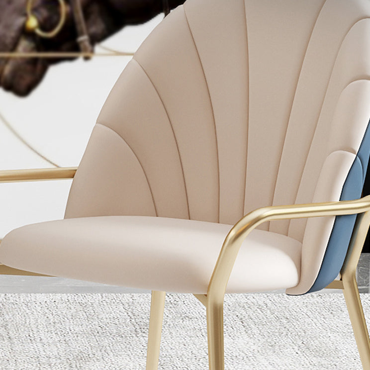 Metal Dining Arm Chair Glam Faux Leather Dining Room Chairs for Home Use