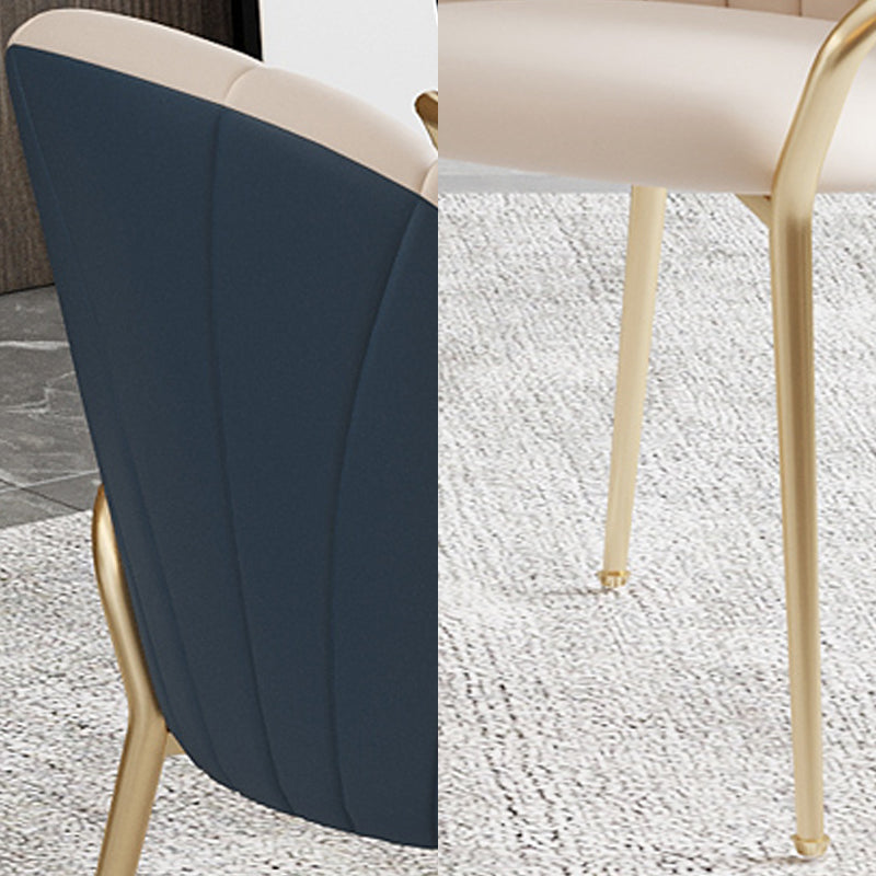 Metal Dining Arm Chair Glam Faux Leather Dining Room Chairs for Home Use