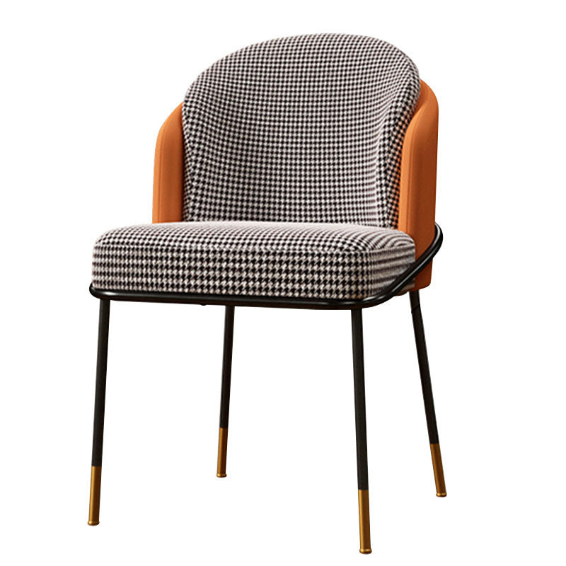 Glam Metal Dining Armless Chair Upholstered Side Chairs for Restaurant Use