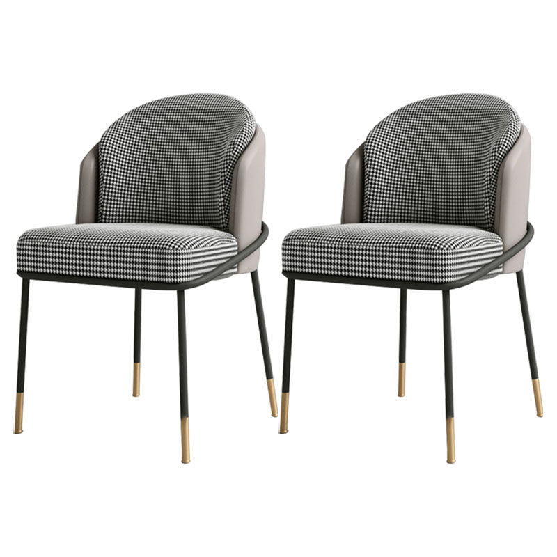 Glam Metal Dining Armless Chair Upholstered Side Chairs for Restaurant Use