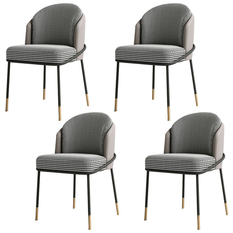 Glam Metal Dining Armless Chair Upholstered Side Chairs for Restaurant Use