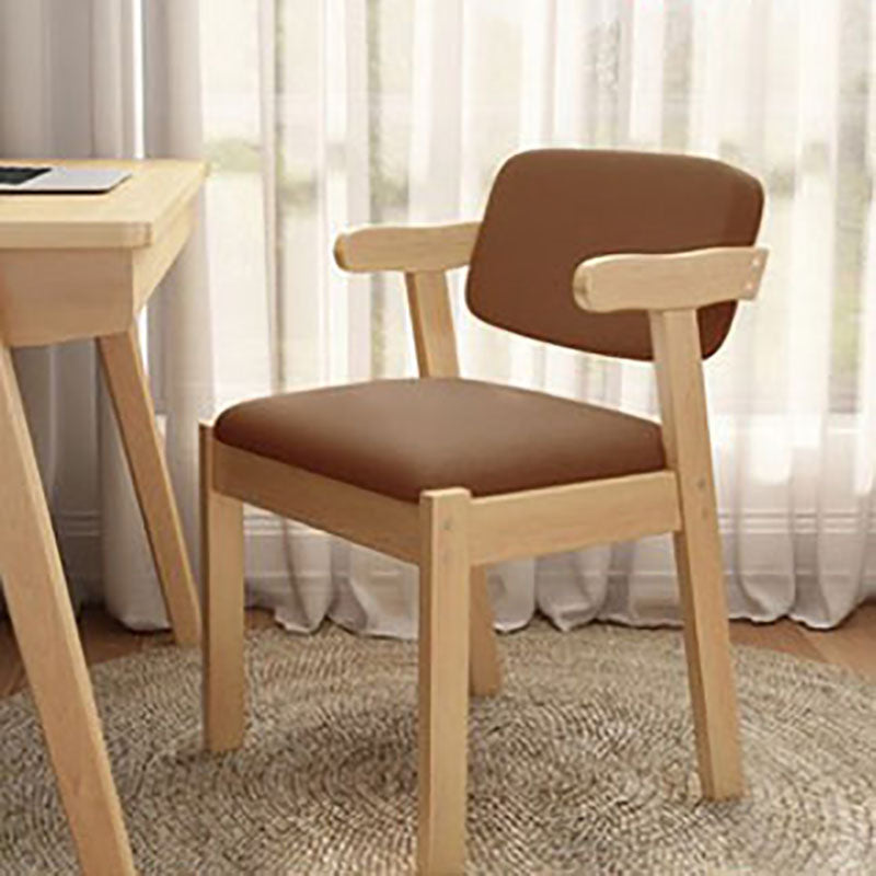 Contemporary Dining Chairs Arm Side Chair with Wooden Legs for Kitchen