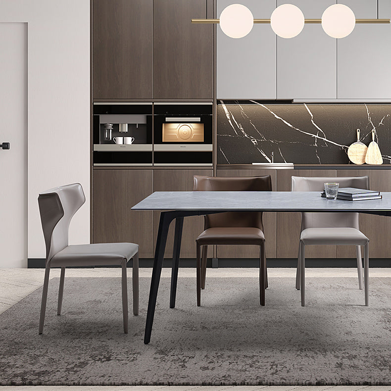 Modern Leather Armless Dining Chair Wingback Side Chair for Restaurant Use