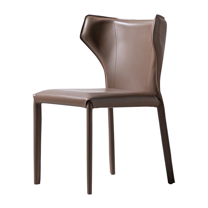 Modern Leather Armless Dining Chair Wingback Side Chair for Restaurant Use