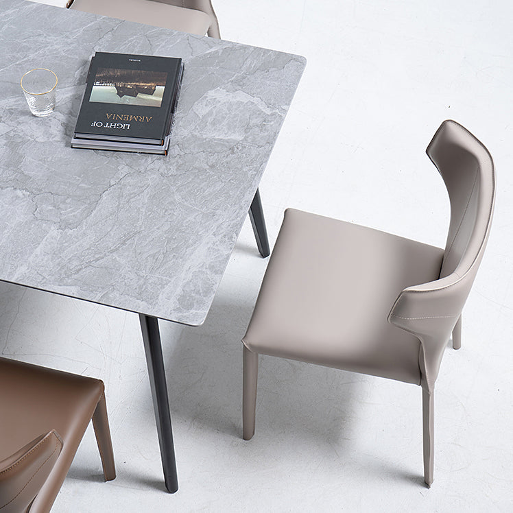 Modern Leather Armless Dining Chair Wingback Side Chair for Restaurant Use