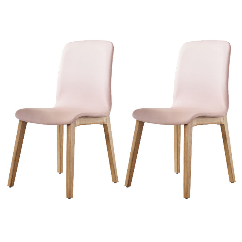Contemporary Chair Armless Dining Side Chair with Wooden Legs