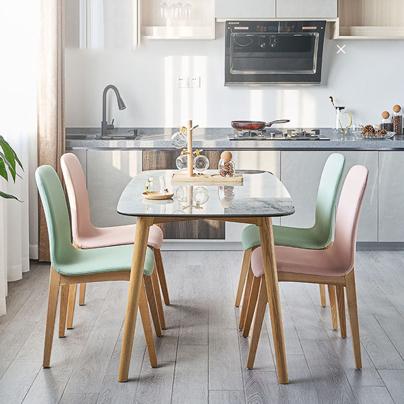 Contemporary Chair Armless Dining Side Chair with Wooden Legs