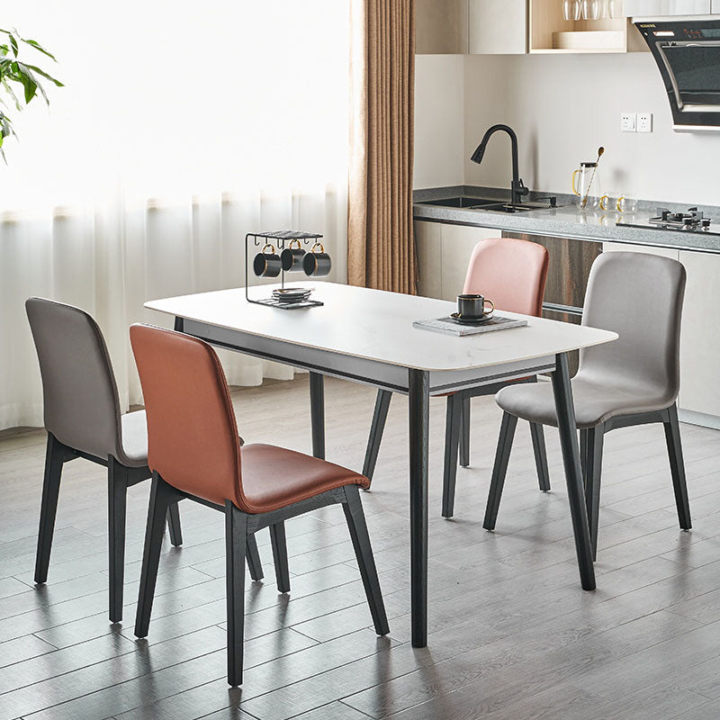 Contemporary Chair Armless Dining Side Chair with Wooden Legs