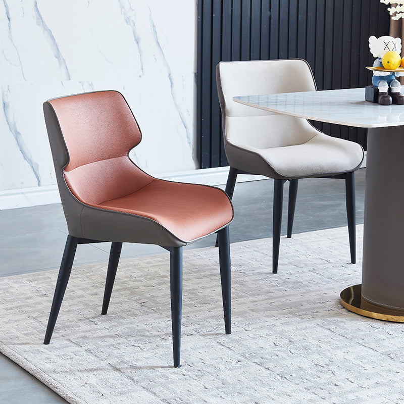 Faux Leather Dining Chair Industrial Style Wingback Arm Dining Chairs