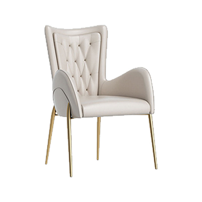 Glam Metal Dining Room Chairs Faux Leather Dining Arm Chair for Restaurant Use