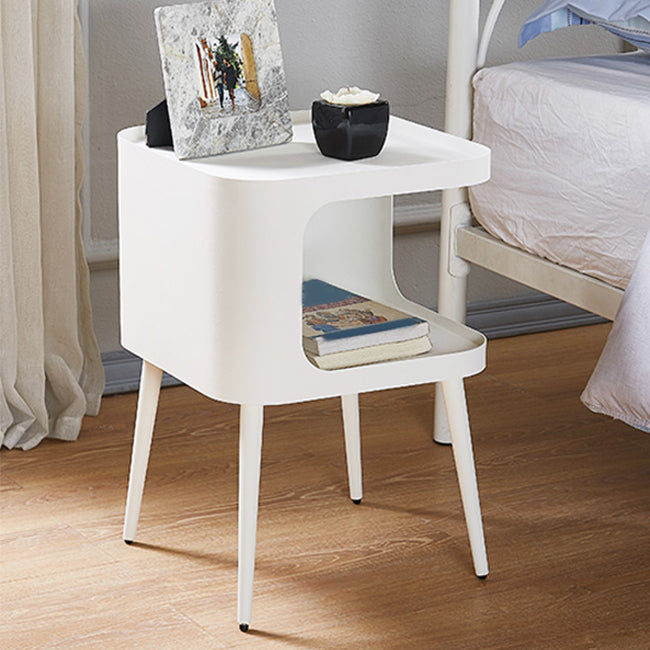 Mid-Century Square Tray Top Side Table 19.6" Tall Iron 4 Legs End Table with Storage