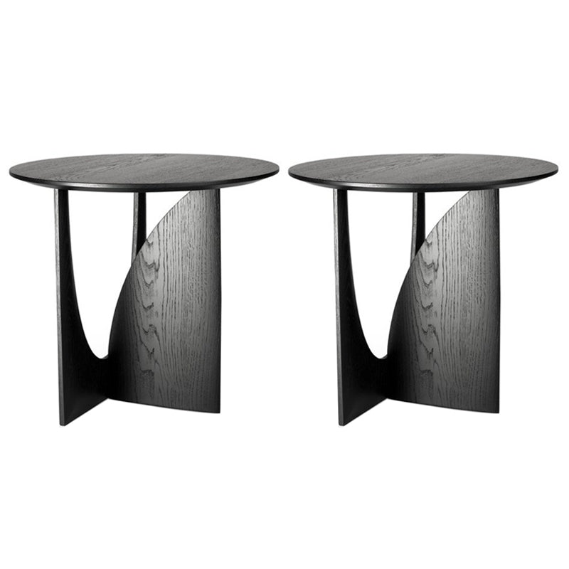 Round Abstract Base Design Solid Wood Table Board Nordic Style Side Table