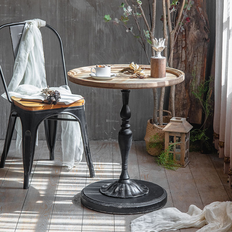 French Country Stylepedestal Base Design Circular Old Solid Wood Table Side Table