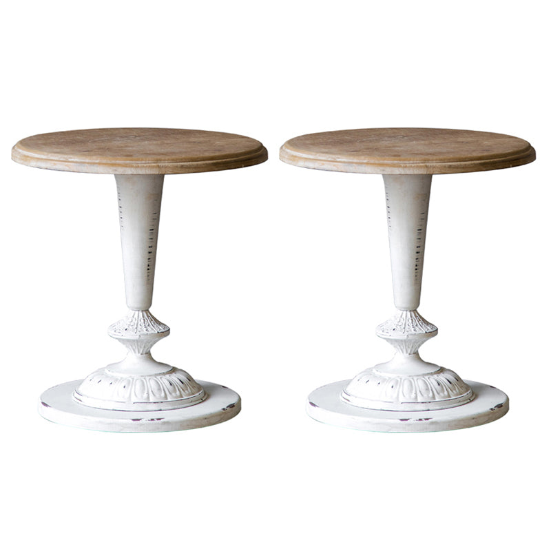 French Country Stylepedestal Base Design Circular Old Solid Wood Table Side Table