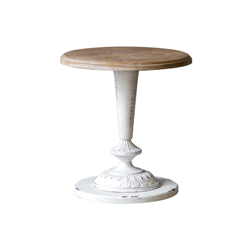 French Country Stylepedestal Base Design Circular Old Solid Wood Table Side Table