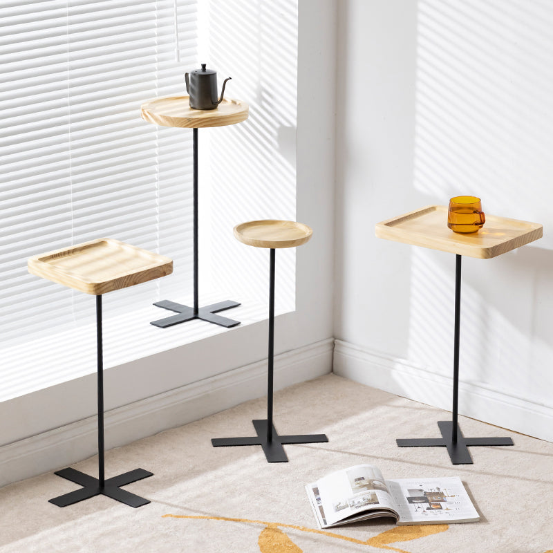 Contemporary Style Side End Table Metal Pedestal Round Sofa Side Accent Table