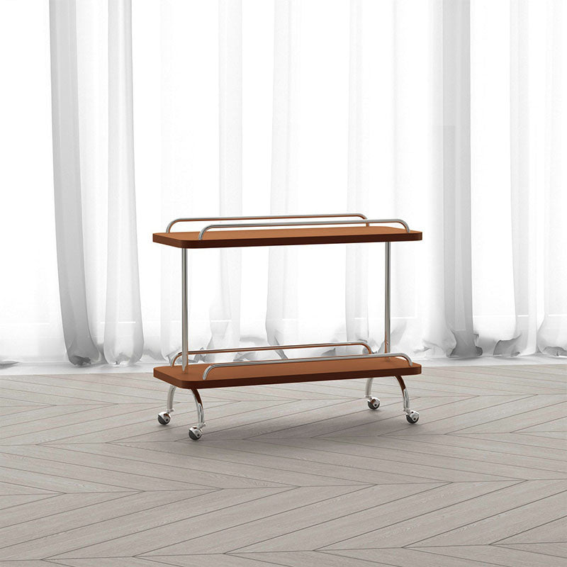 Rectangular Side Table with Wheel Base Mid-century Modern Style with Storage Shelf