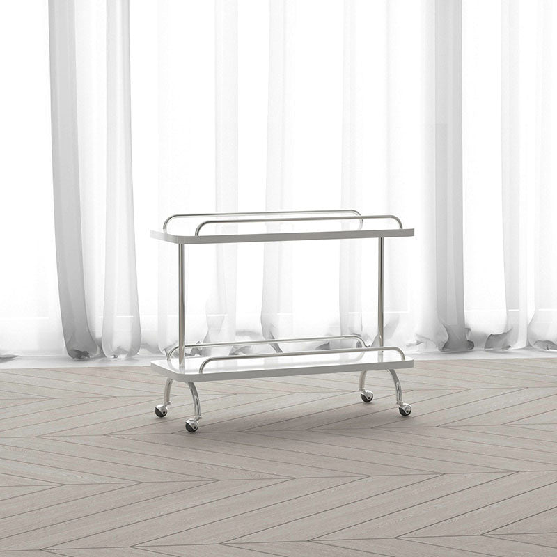 Rectangular Side Table with Wheel Base Mid-century Modern Style with Storage Shelf