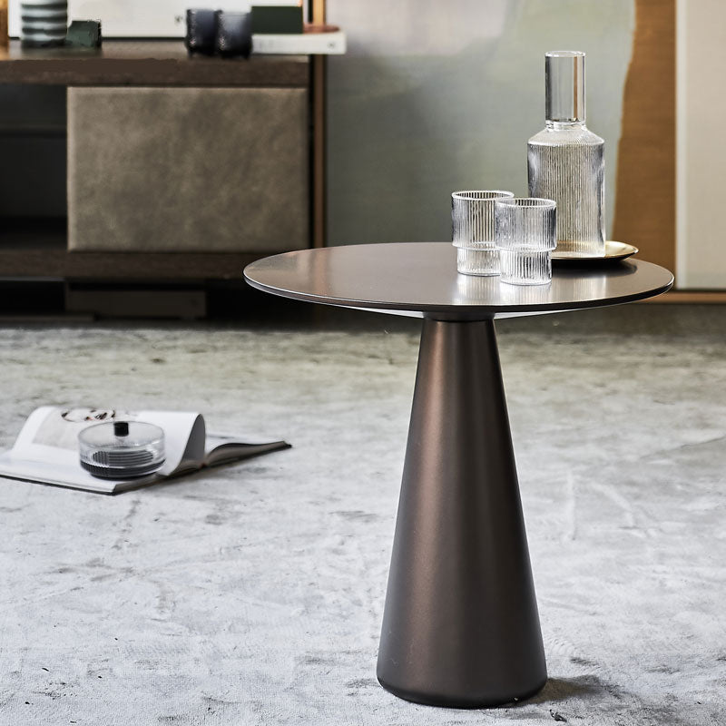 Mid-century Modern Style Pedestal Base Circular Top Metal Side Table