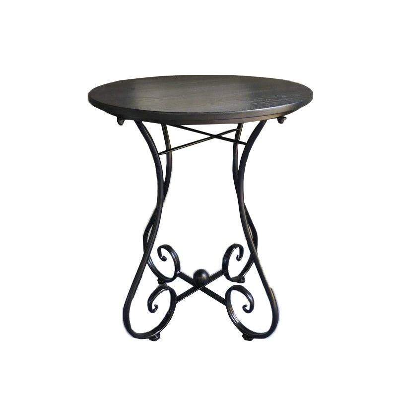 Contemporary Solid Wood End Table Metal Frame Gross Legs Sofa Side Accent Table