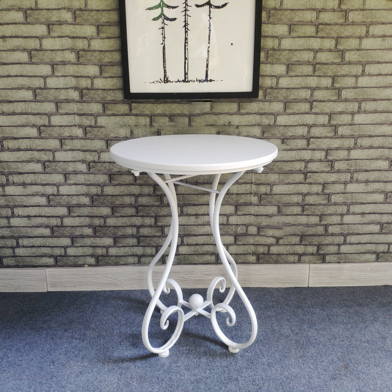 Contemporary Solid Wood End Table Metal Frame Gross Legs Sofa Side Accent Table