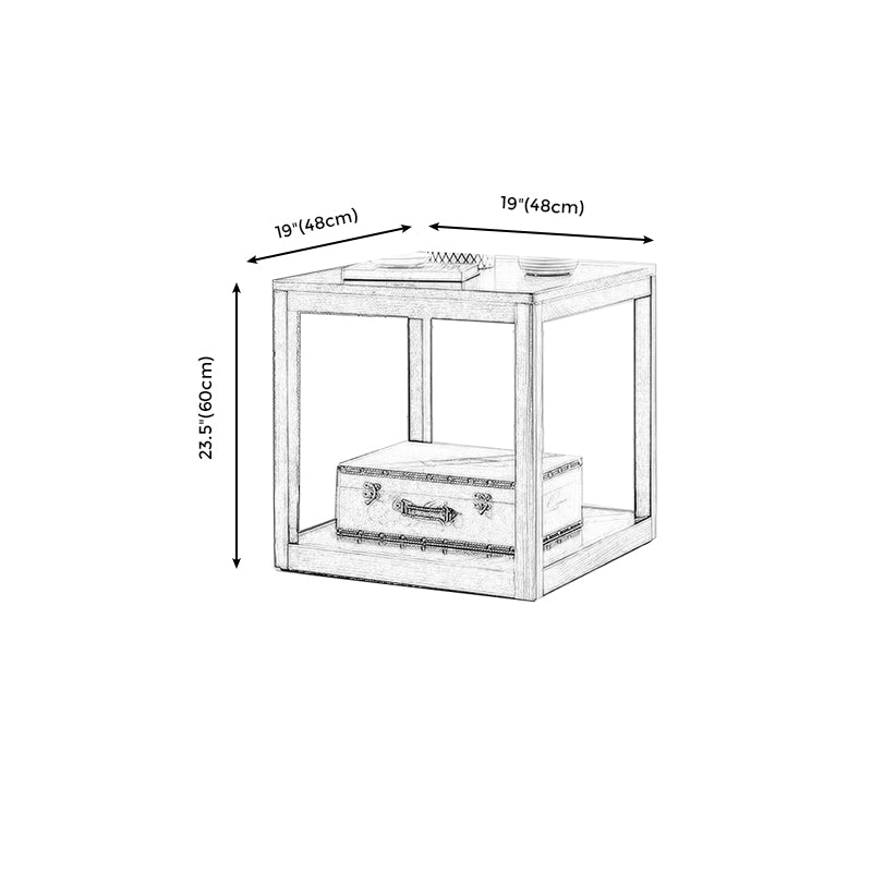 Tradional Wood End Table Double Tier Sofa Side Table for Living Room