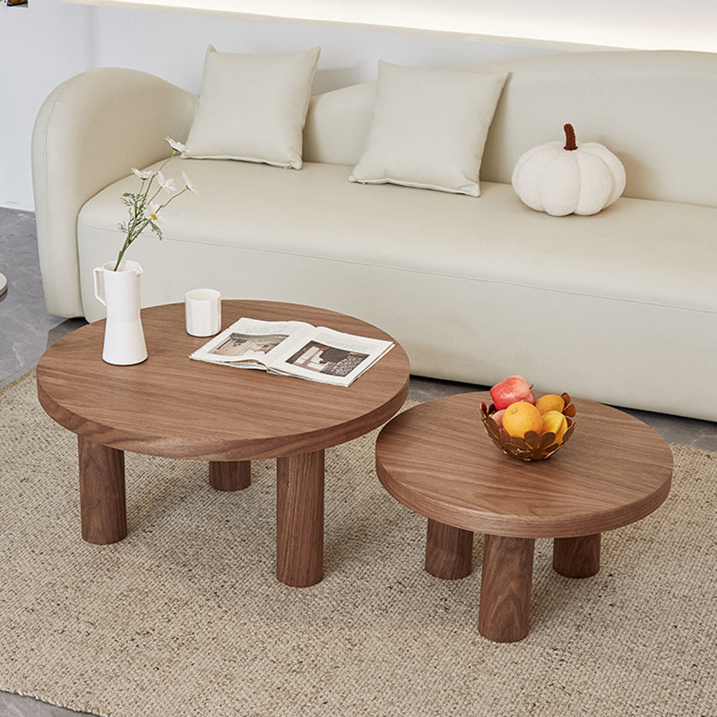 Scandinavian 3 Legs Coffee Table Round Wooden Coffee Table Set for Home