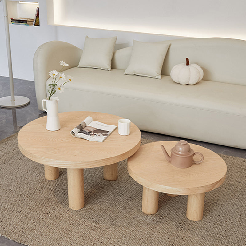 Scandinavian 3 Legs Coffee Table Round Wooden Coffee Table Set for Home