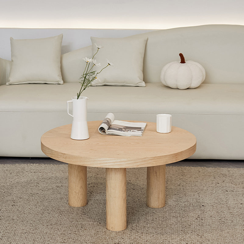 Scandinavian 3 Legs Coffee Table Round Wooden Coffee Table Set for Home
