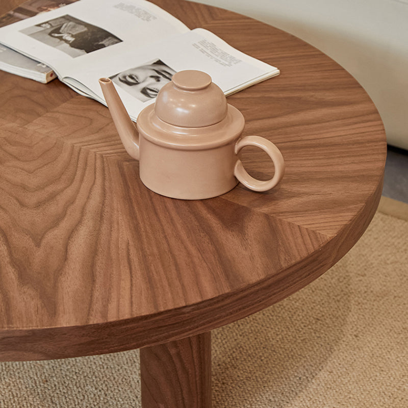 Scandinavian 3 Legs Coffee Table Round Wooden Coffee Table Set for Home