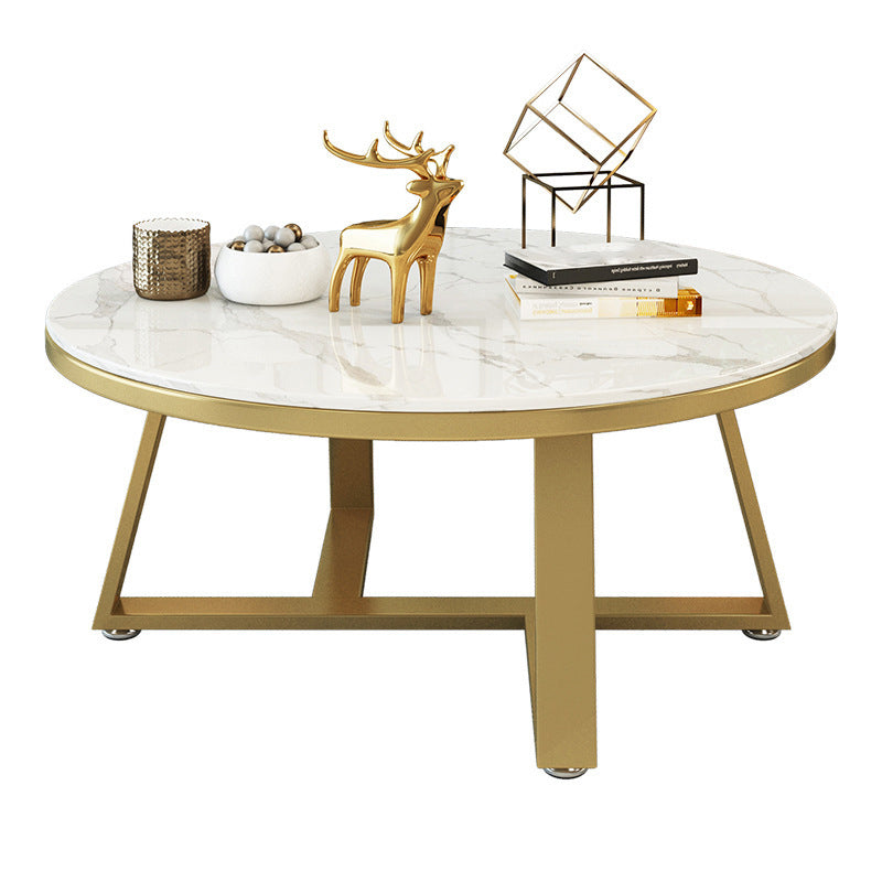 Cross Legs Coffee Table Minimalist Round Coffee Table for Living Room