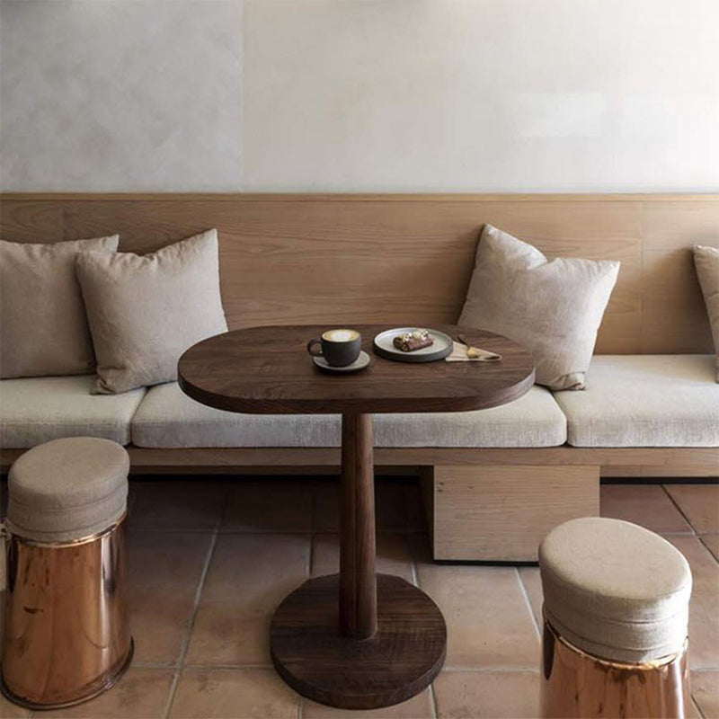 Scandinavian Pedestal Coffee Table Wood Scoring Coffee Table Set for Living Room