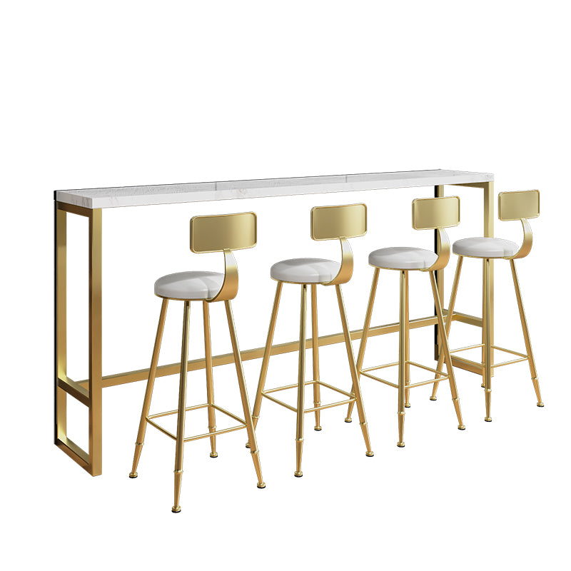 Luxury Sintered Stone Bar Table Set 1/3/5 Pieces White Indoor Footrest Bar Table Set