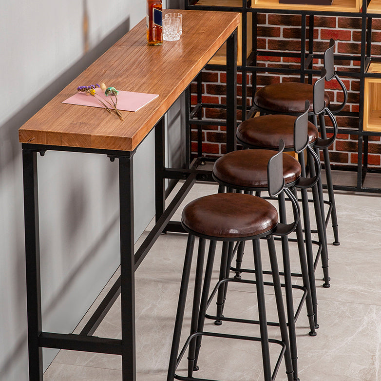 Industrial Wooden Bar Table Set 1/2/4/5 Pieces Rectangle Bar Table and Backless Bar Stools