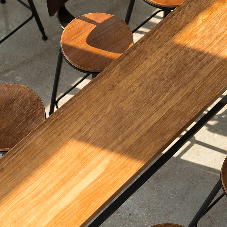 Industrial Wooden Bar Table Set 1/2/4/5 Pieces Rectangle Bar Table and Backless Bar Stools