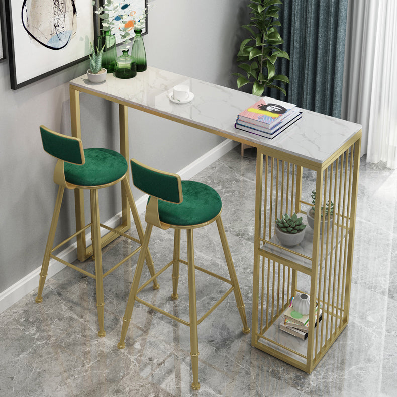 1/3/5 Pieces Luxury Bar Table Set Rectangle Sintered Stone Bar Set with Storage Shelves