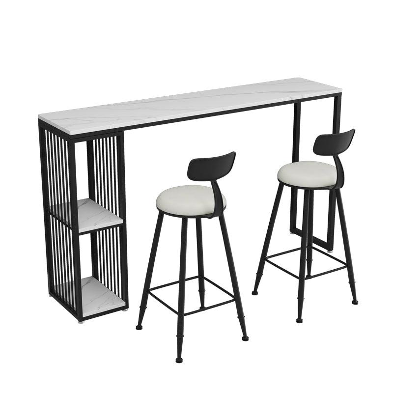 1/2/3 Pieces Bar Table Set Modern Rectangle Sintered Stone Bar Table with Low Back Stools