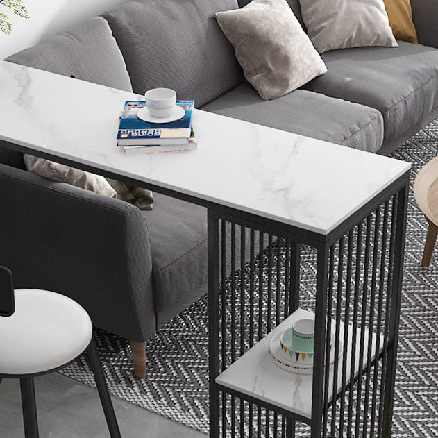 1/2/3 Pieces Bar Table Set Modern Rectangle Sintered Stone Bar Table with Low Back Stools