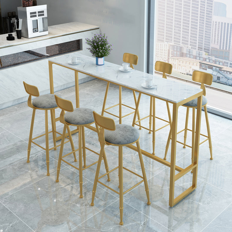 Rectangle Sintered Stone Bar Table Luxury Armless Stools 1/4/7 Pieces Bar Table Set