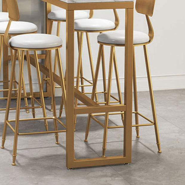 White Stone Top Table and Stool Set 1/2/5/7 Pieces Indoor Glam Counter Height Set