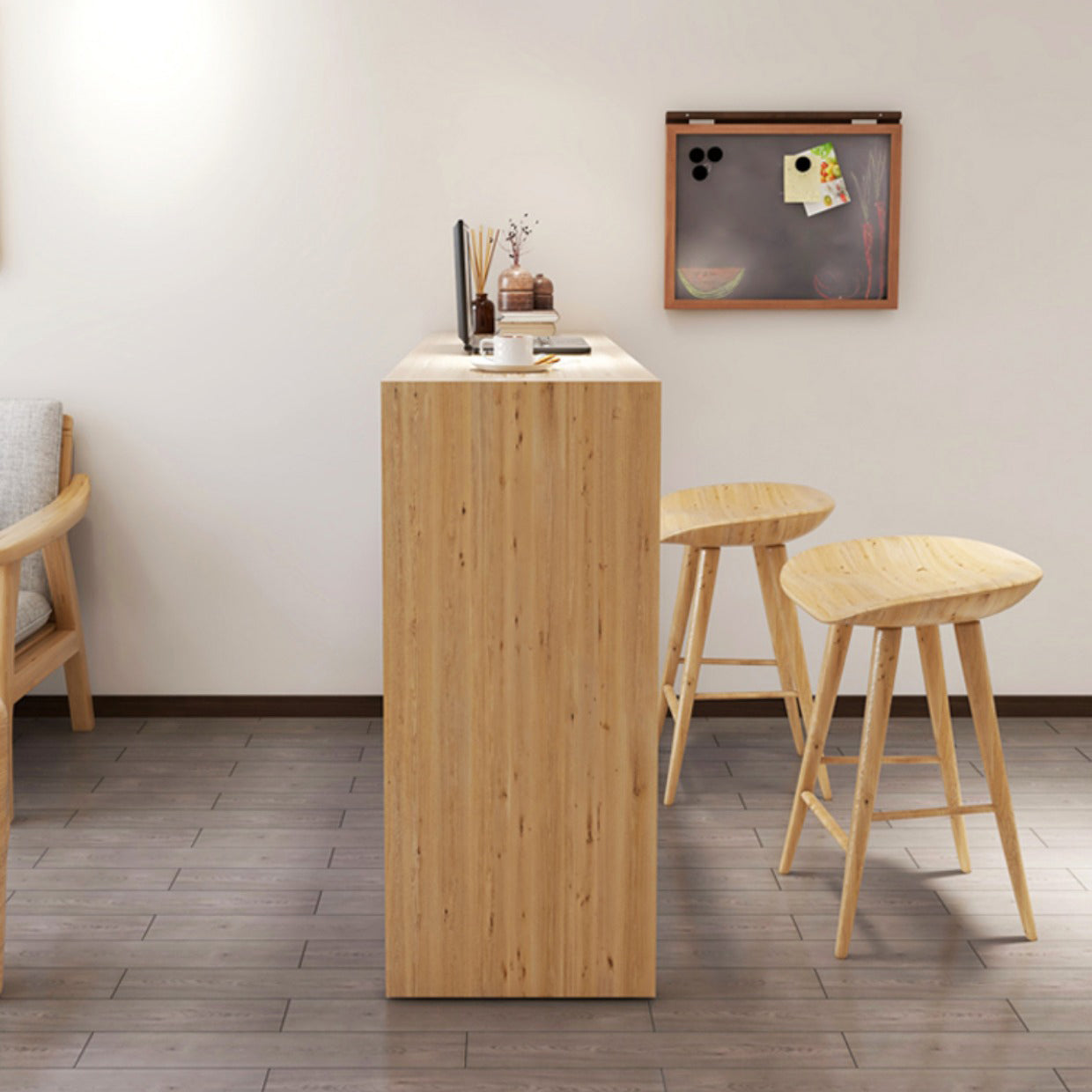 Contemporary Pub Set 1/2/3 Pcs Solid Wood Counter and Bar Stools