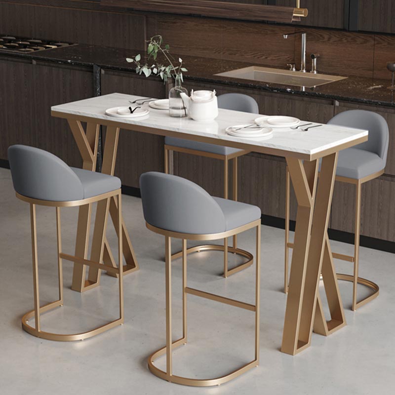 White Rectangle 1/2/3 Pieces Bar Stool and Table Set Indoor Glam Table and Stool Set