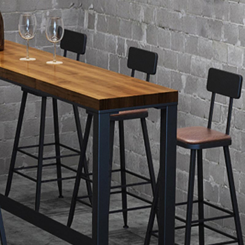 Industrial Solid Wood Bar Table Set 1/2/3/7 Pieces Counter Table with Upholstered Stools