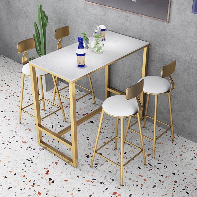 Glam 1/2/3/5 Pieces Counter Set Coffee Shop Trestle Stone Table and Stool Set