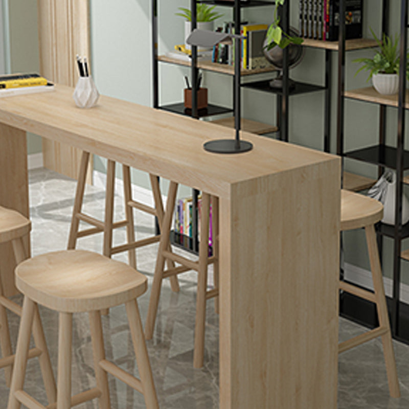 Modern Rectangle Solid Wood Bar Table Set 1/7 Pieces Counter Table with Backless Stools