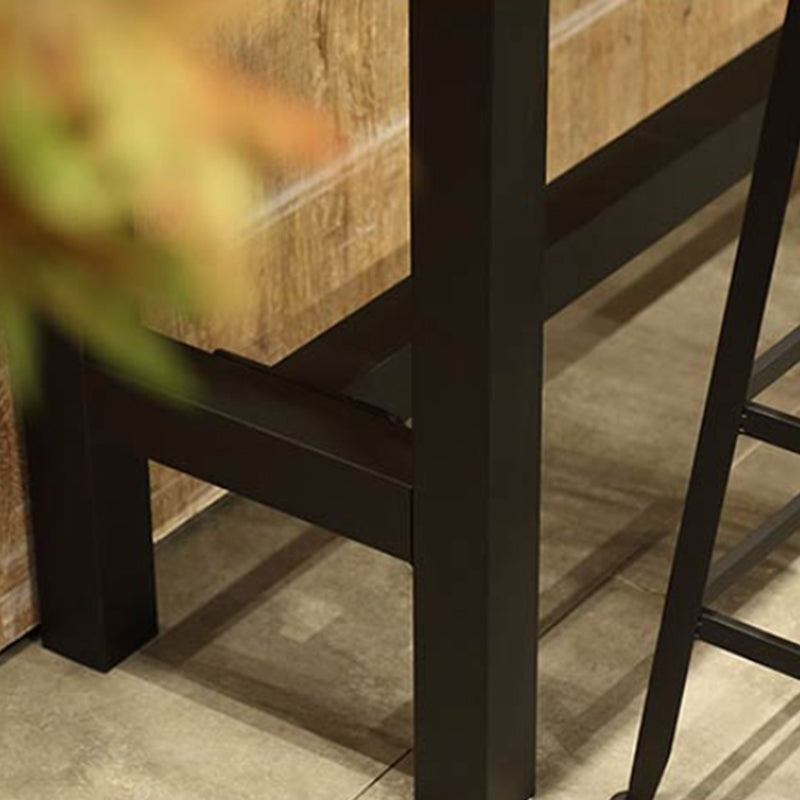 Industrial Bar Table Set 1/7 Pieces Solid Wood Rectangle Counter Table for Indoor