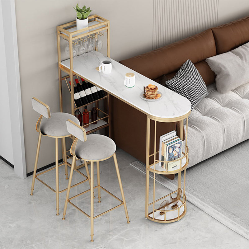 Luxury Irregular Shape Bar Table Set 1/2/3 Pieces Sintered Stone Top Counter Table Set